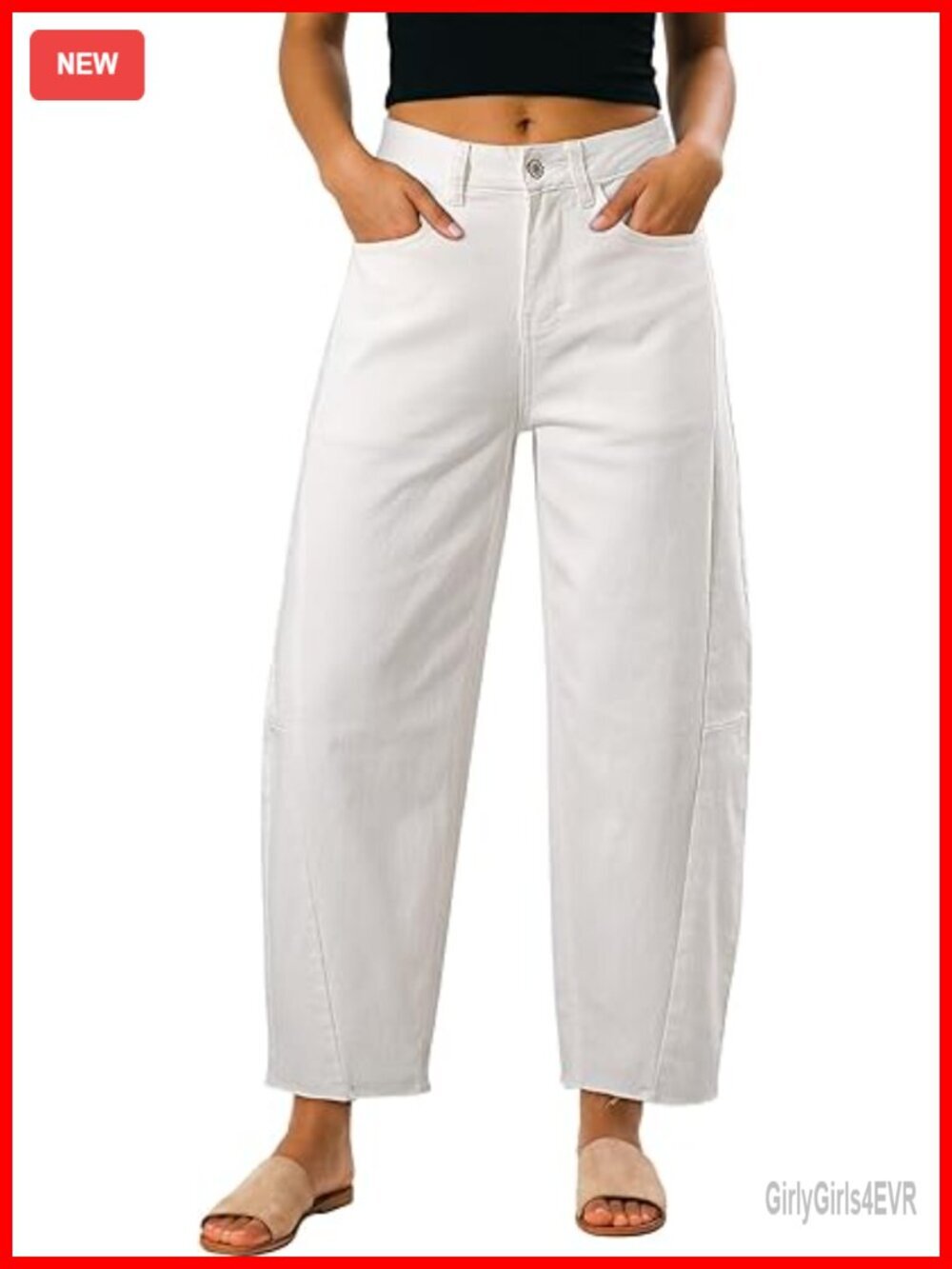High Waisted Wide Leg Barrel Jeans with Pockets
